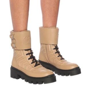 Gucci Women's Beige Lace-Up Boots